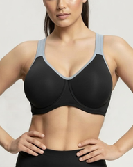 Soft Support Non-padded Unlined Full Coverage Wide Strap Outside Underwire Sports Bra