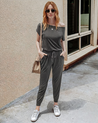 (S-3XL) Women's Plus Size Off Shoulder Stretchy Jumpsuit