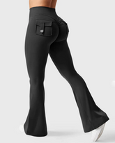 Flared Leggings With Pockets Butt Lifting Exercise Pants