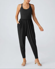 U Neck Pocket Harem Casual Jumpsuit-Easy Peezy Edition