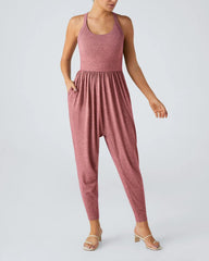 U Neck Pocket Harem Casual Jumpsuit-Easy Peezy Edition