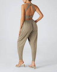 U Neck Pocket Harem Casual Jumpsuit-Easy Peezy Edition