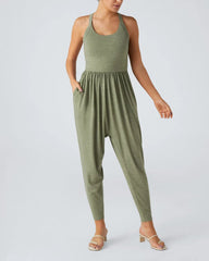 U Neck Pocket Harem Casual Jumpsuit-Easy Peezy Edition