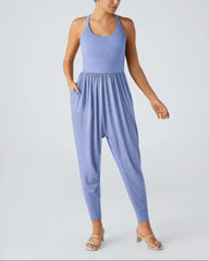 U Neck Pocket Harem Casual Jumpsuit-Easy Peezy Edition