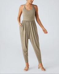 U Neck Pocket Harem Casual Jumpsuit-Easy Peezy Edition