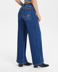 Mid-Rise Hip-Lifting Straight-Leg Loose-Fitting Jeans