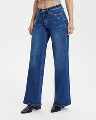 Mid-Rise Hip-Lifting Straight-Leg Loose-Fitting Jeans