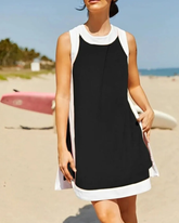 Two Piece Sets Color Block Crewneck Sleeveless Pullover Tops Matching Shorts With Pockets
