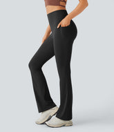 High Waisted Tummy Control Pocket Shaping Yoga Bootcut Leggings