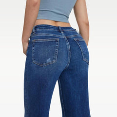 Mid-Rise Hip-Lifting Straight-Leg Loose-Fitting Jeans