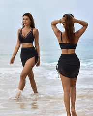 Mesh Sarong Wraps Bathing Suits High Waisted Bikini Sets