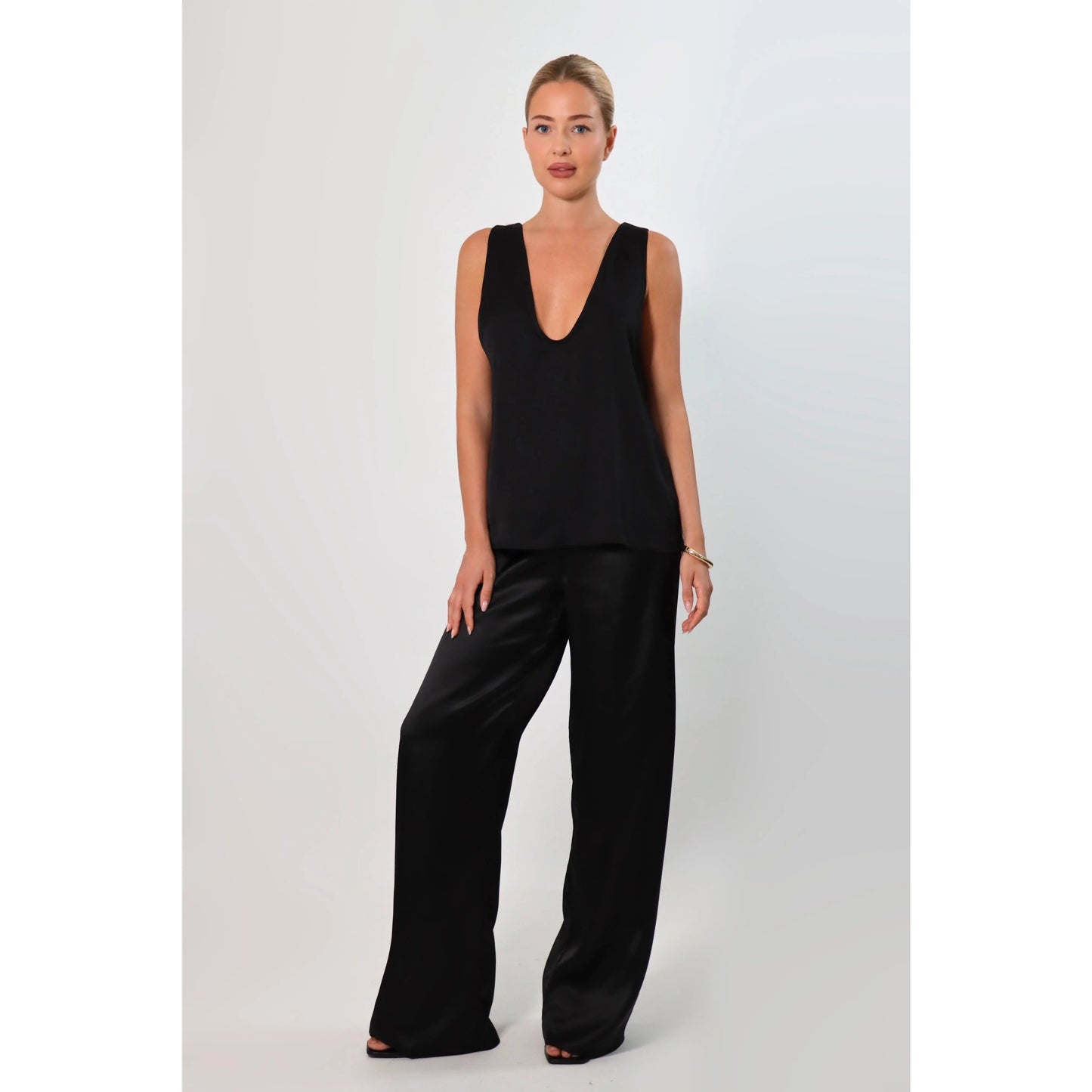 Women’s Deep V Neck Satin Tank Top