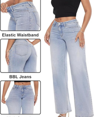 Mid-Rise Hip-Lifting Straight-Leg Loose-Fitting Jeans