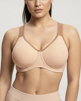 Soft Support Non-padded Unlined Full Coverage Wide Strap Outside Underwire Sports Bra