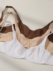 Women's Unlined Balconette Bra Underwire Supportive Plus Size Smooth Scoop Neck