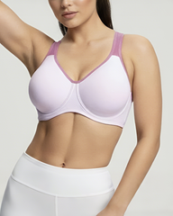Soft Support Non-padded Unlined Full Coverage Wide Strap Outside Underwire Sports Bra