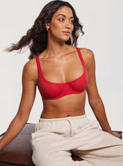 Women's Unlined Balconette Bra Underwire Supportive Plus Size Smooth Scoop Neck