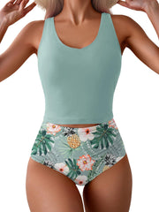 Women's Tummy Control Tankini Set - High Waisted Two Piece Swimsuit