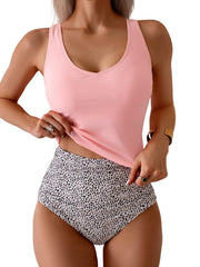 Women's Tummy Control Tankini Set - High Waisted Two Piece Swimsuit