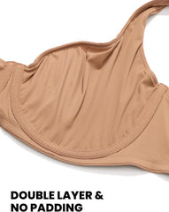 Women's Unlined Balconette Bra Underwire Supportive Plus Size Smooth Scoop Neck