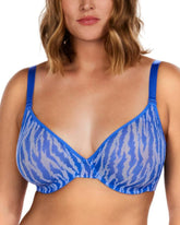 Zebra Wild Unlined Blue Underwire Mesh Bra Set