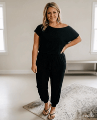 (S-3XL) Women's Plus Size Off Shoulder Stretchy Jumpsuit