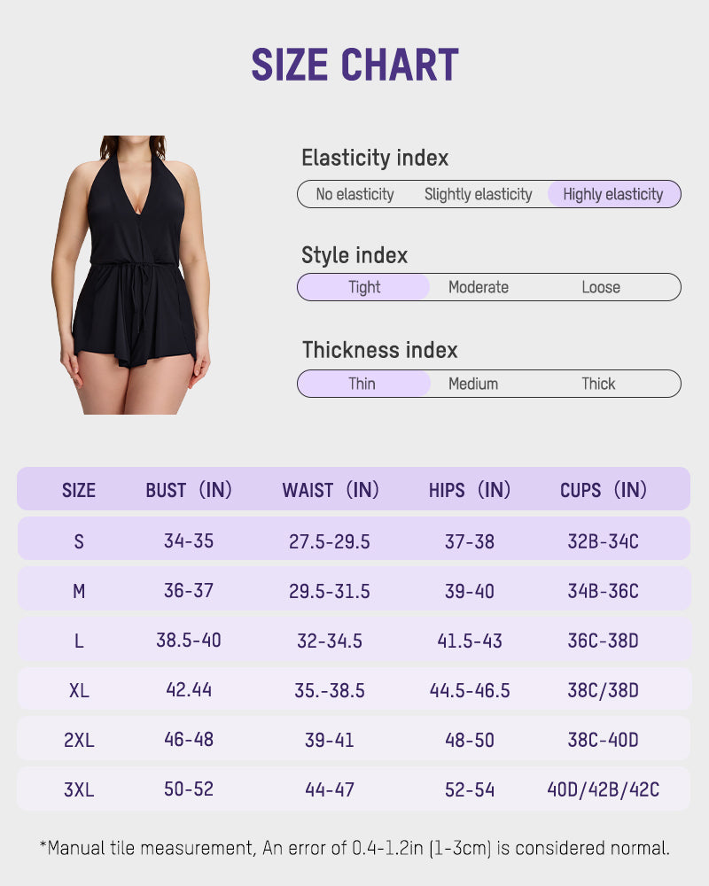 Halter V-Neck Tummy Control Swim Romper