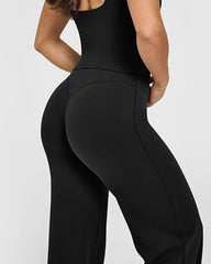 High Waist Stretch Casual Soft Straight Leg Bottoms