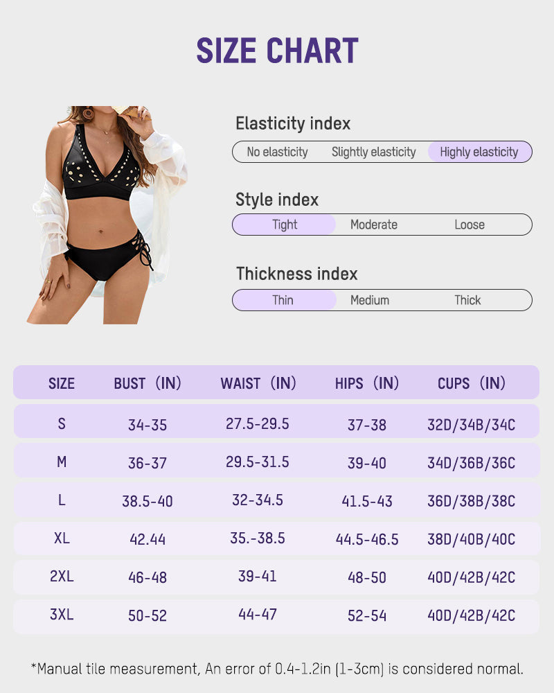 Petal Hollow V-Neck Two-Piece String Bikini Set
