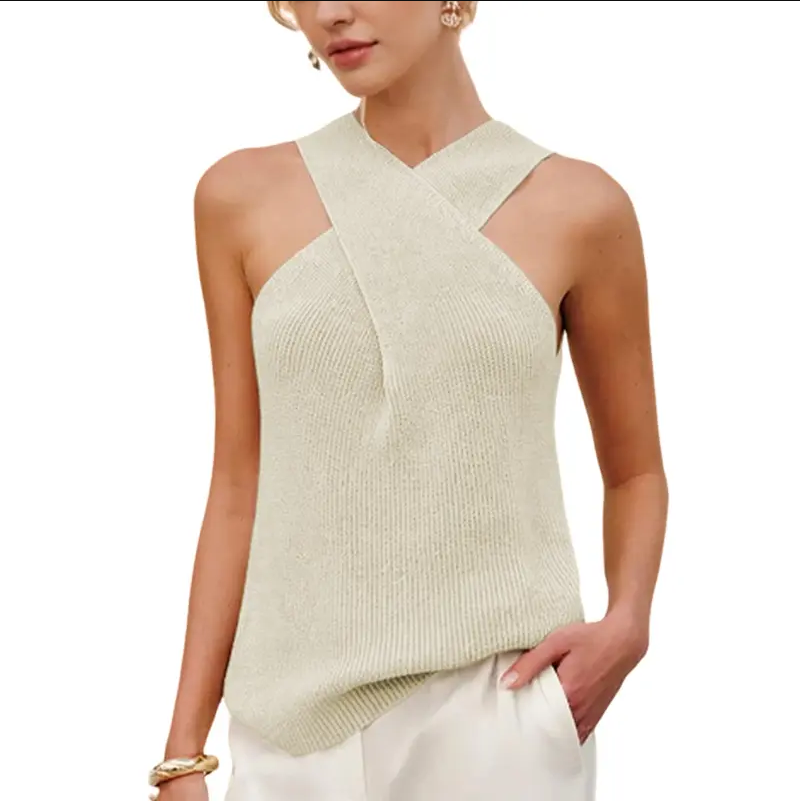 Women's Halter Knit Tank Top Sleeveless Blouse