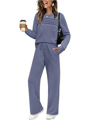 Women's Crew Neck Top & Drawstring Pants Set