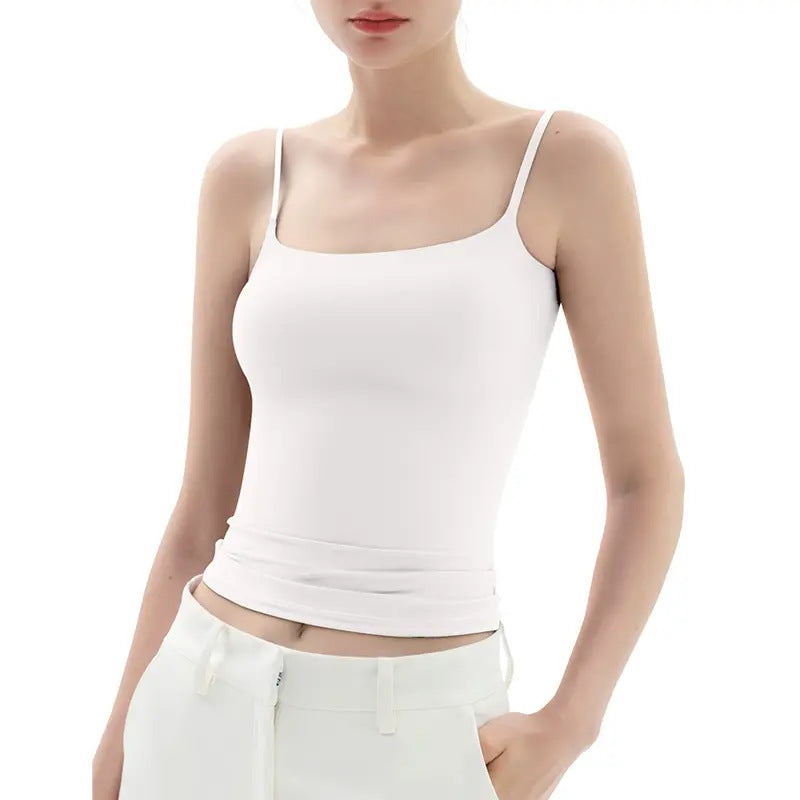 Women's Double Layer Spaghetti Strap Tank Top - Soft Stretchy Cami