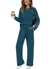 Women's Crew Neck Top & Drawstring Pants Set
