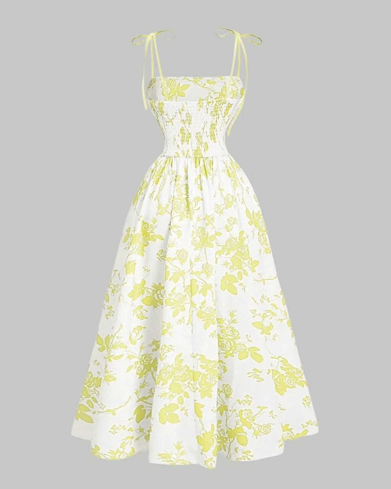 Curvy Floral Print Tie Shoulder Midi Cami Dress