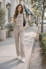 Women's Crew Neck Top & Drawstring Pants Set