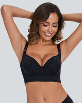 Curvyify Full-Coverage Smooth Back Bra for Women-2Pcs Black+Beige