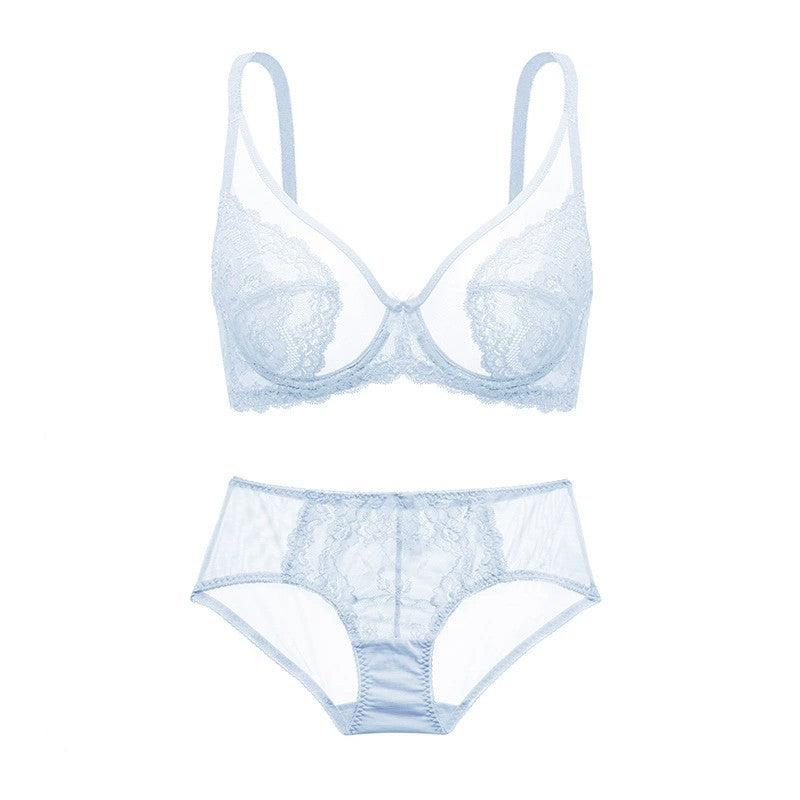 Sheer Floral Lace Support Bra Set