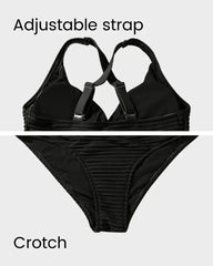 Textured Bikini Set with Twist Front Top & High-Waisted Bottoms