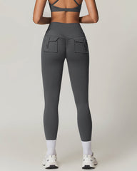 Y2K Wide Waistband High Stretch Pocket Cargo Butt Lifting Workout Quick Drying Leggings