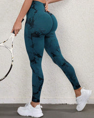 Curvyify Tie Dye Wide Waistband Sports Leggings