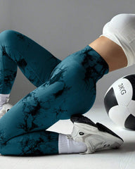 Curvyify Tie Dye Wide Waistband Sports Leggings