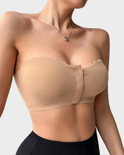 Strapless Front Closure Leopard Print Bra