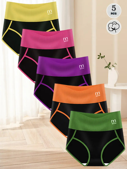 High-Waist Seamless Women's Underwear - 5 Pieces