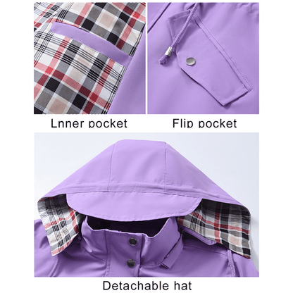 3-in-1 Plaid Waterproof Jacket for Women– Rain, Wind & Cold, All Covered