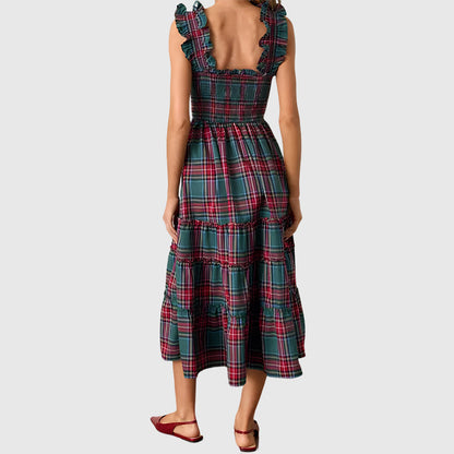 Christmas Plaid Ruffle Party Dress