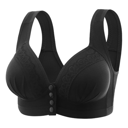 Women's Front Closure Push-Up Jacquard Bra - Comfort & Style