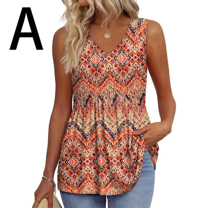 Women's V-Neck Babydoll Tank Tops - Flowy Sleeveless Summer Blouse