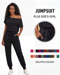 (S-3XL) Women's Plus Size Off Shoulder Stretchy Jumpsuit