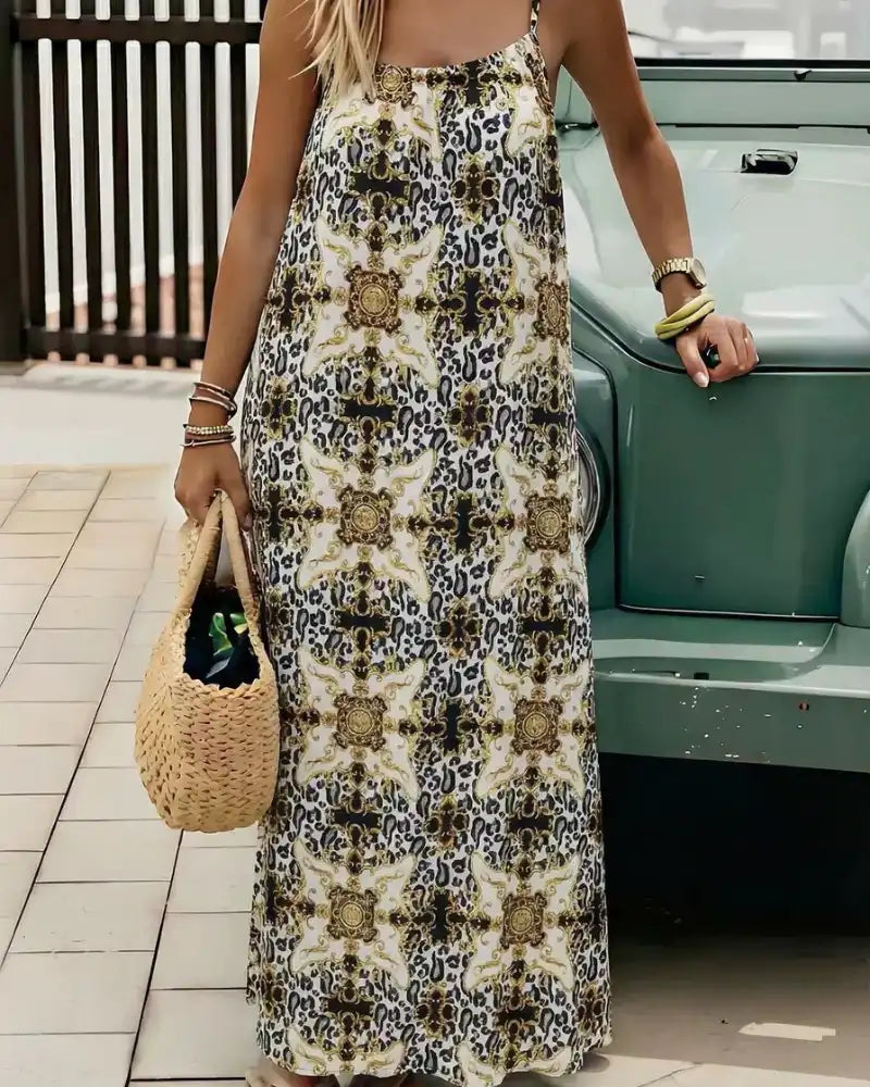 Women's Leopard Print Backless Cami Dress