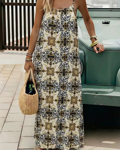 Women's Leopard Print Backless Cami Dress